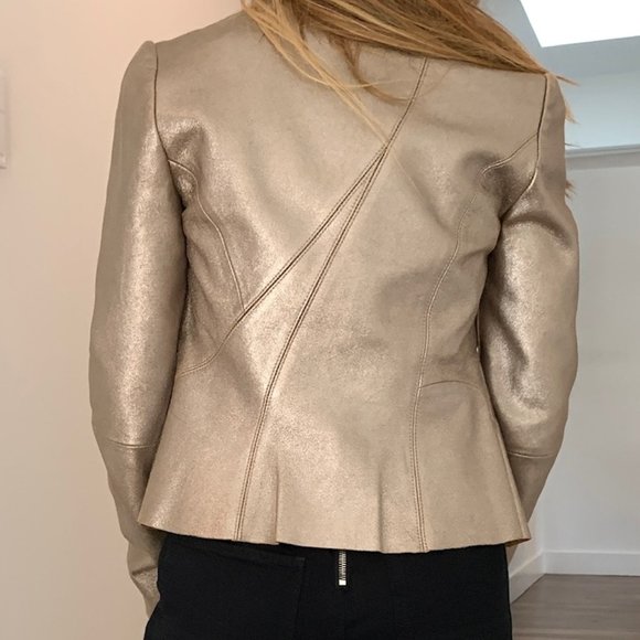 Armani Exchange pale gold leather jacket - Picture 9 of 9